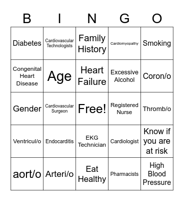 Heart Health Bingo Card