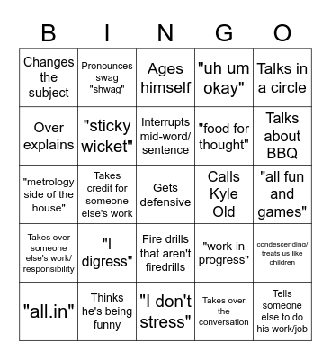Adam Bingo Card