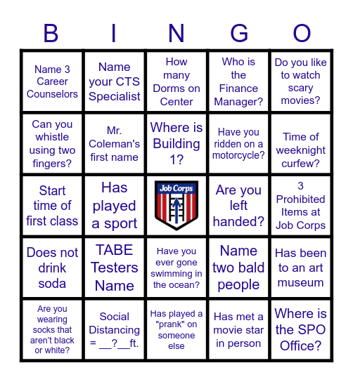 FUN FRIDAY-Job Corps Bingo Card