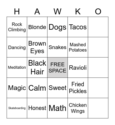 FAST FRIENDS BINGO v3 Bingo Card