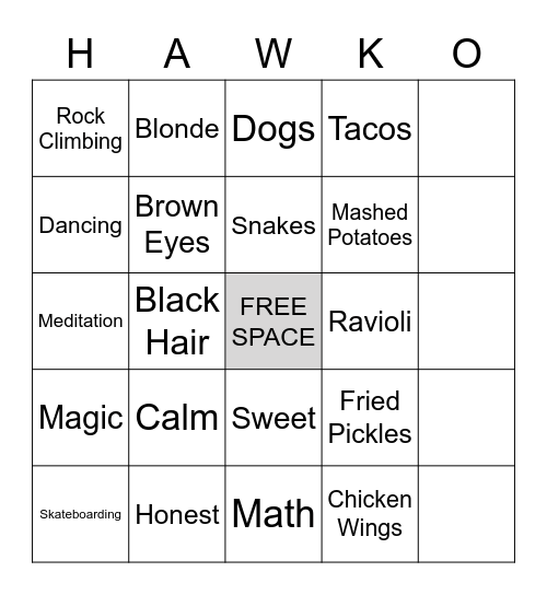 FAST FRIENDS BINGO v3 Bingo Card