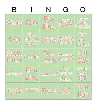 DZ Bingo Card