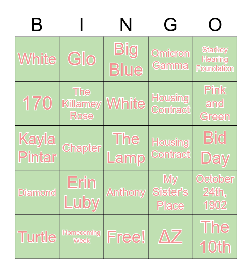 DZ Bingo Card