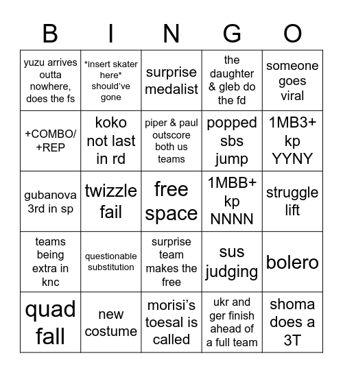 og team event bingo Card