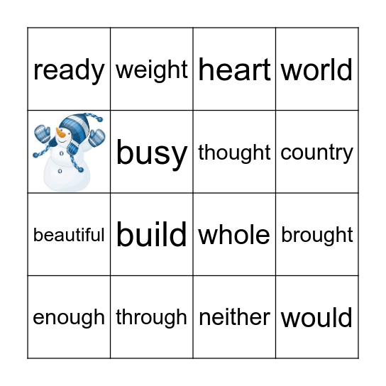 Sight Word Review- Grade 3 Bingo Card