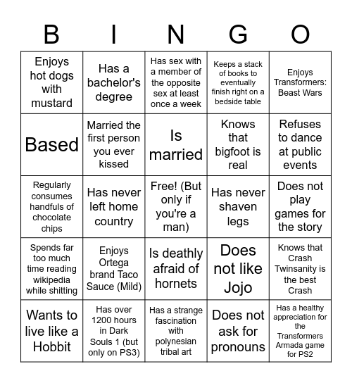 Straight Bingo Card