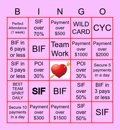 Non- BOA Bingo Card