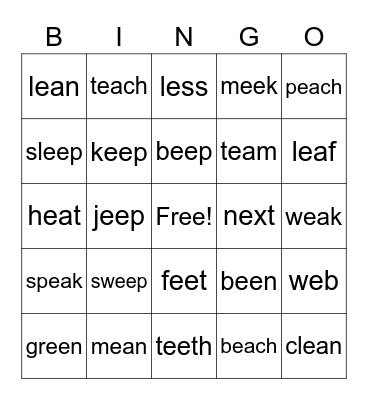 Word Work 16 Bingo Card