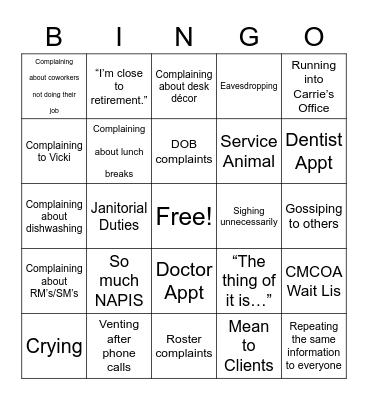 Secret Bingo Card