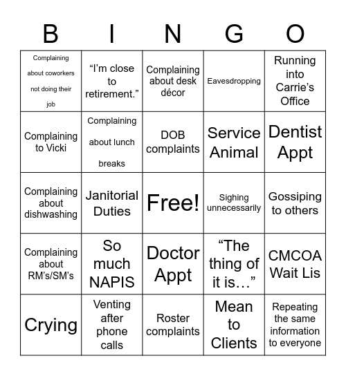 Secret Bingo Card