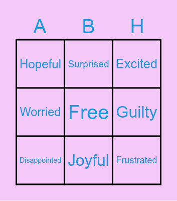 Times I Felt... Bingo Card