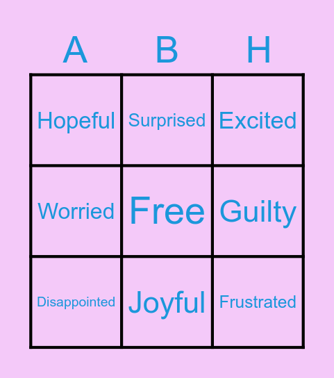 Times I Felt... Bingo Card