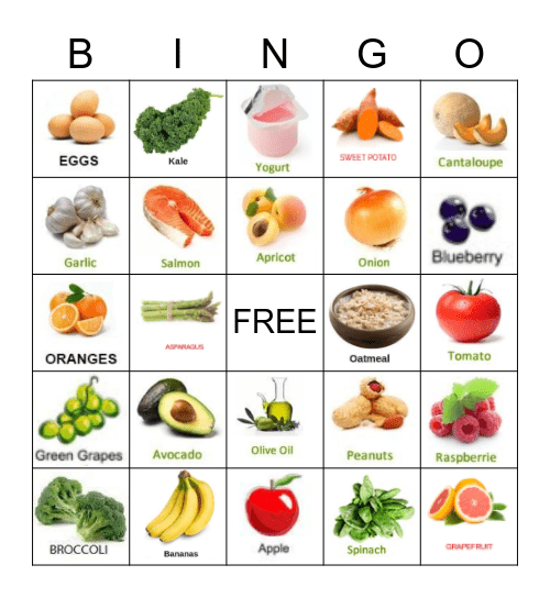 Healthy Foods! Bingo Card