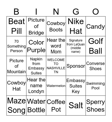 OWENS FAMILY REUNION 2015 Bingo Card