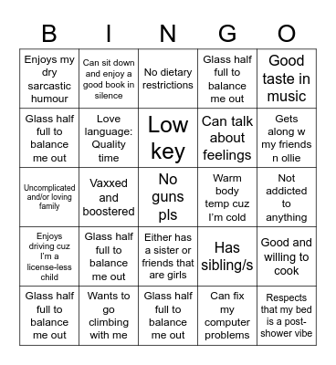 Issy’s type Bingo Card