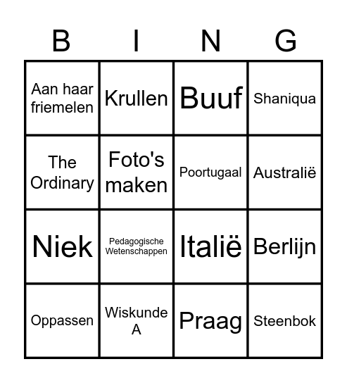DAAN 22 DINER Bingo Card
