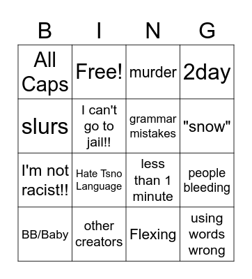 Cosmic The Txi User Bingo Card