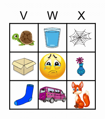 V - W - X Bingo Card