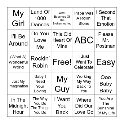 Motown Favorites Bingo Card