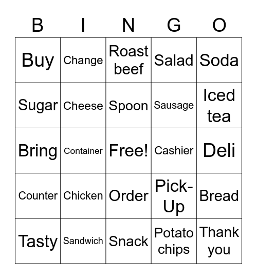 Ordering Food Bingo Card