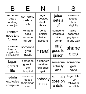 benis crackhead bingo 2022 Bingo Card