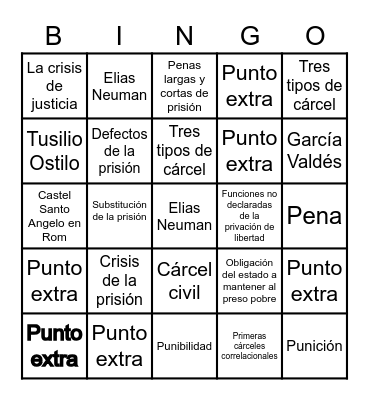 Pena de prisión Bingo Card