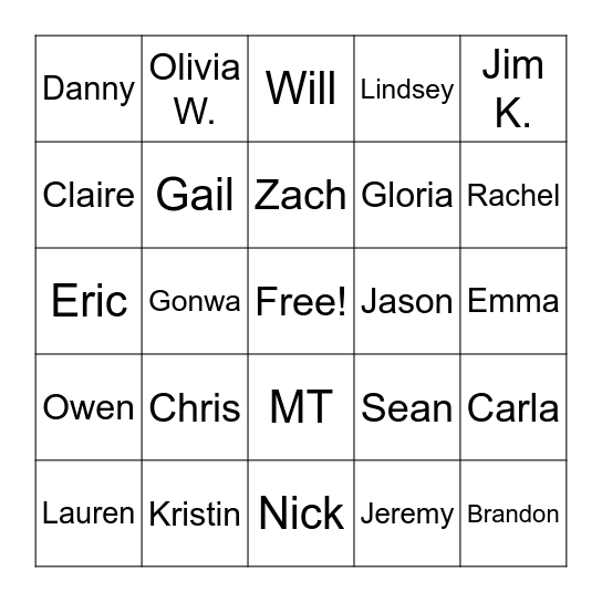 TCG Trivia Bingo Card