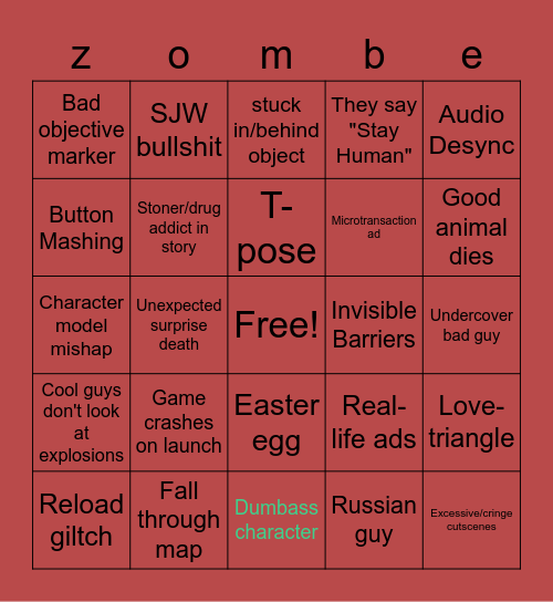 New Game Bingo Card