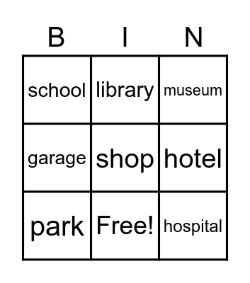 Places in a city Bingo Card