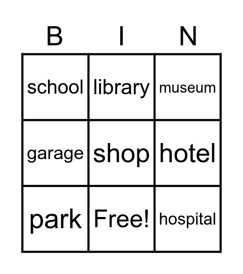 Places in a city Bingo Card