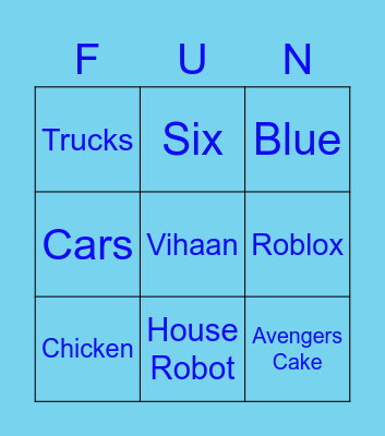 Vihaan's Birthday Bingo! Bingo Card