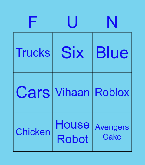 Vihaan's Birthday Bingo! Bingo Card