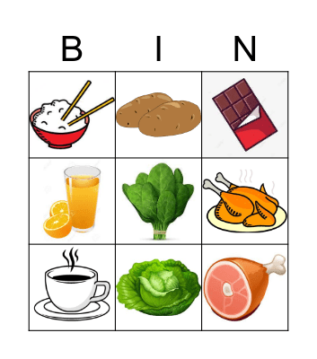 Food Bingo Card