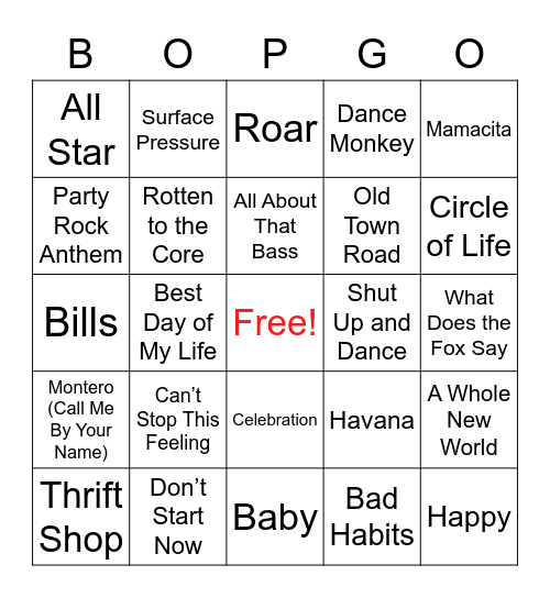 100 Days Bingo Card