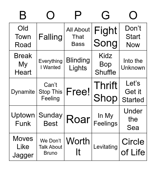 100 Days Bingo Card