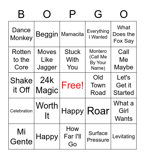 100 Days Bingo Card