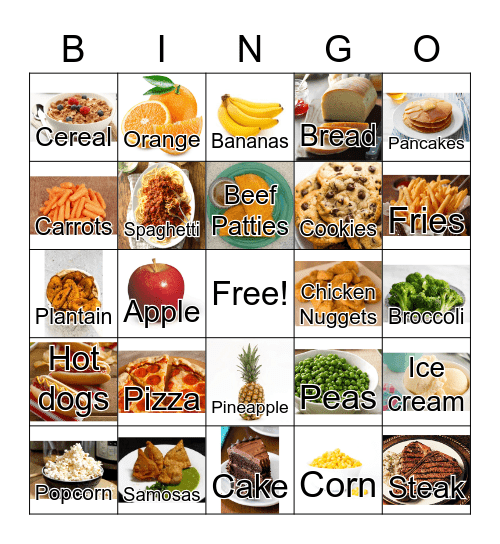 Food Bingo Card