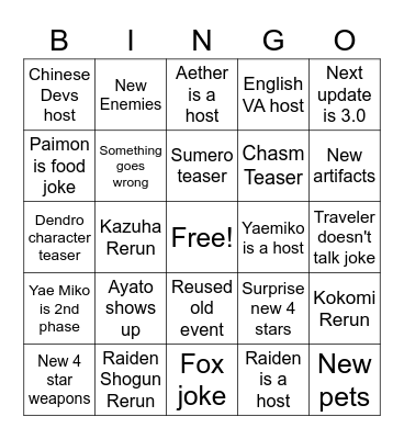 2.4 bingo card Bingo Card