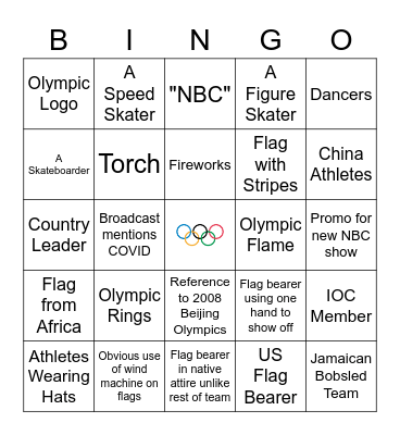 2022 Olympic Games Bingo Card