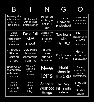 Photography in 2022 Bingo Card