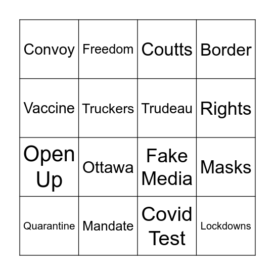 COVID Bingo Card