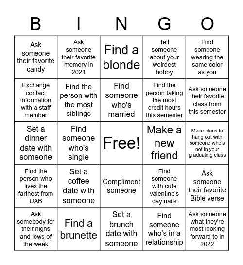 Galentine's Day Bingo Card