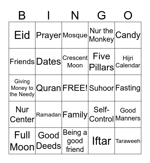 Nur's Bingo Card