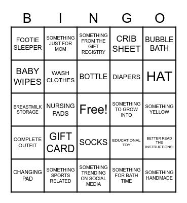 GIFT OPENING BINGO Card