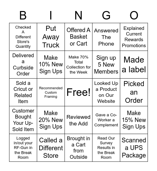 Michael's Bingo 1.0 Name ________________ Bingo Card