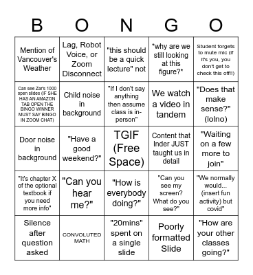OFFICIAL EENG7430 BONGO 02/04/2022 Bingo Card