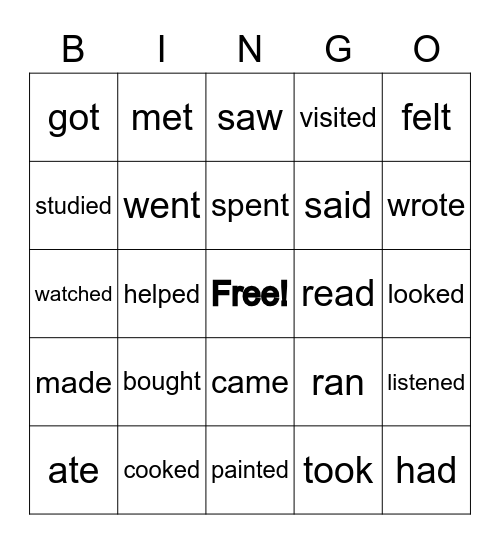 past-tense-verbs-bingo-card