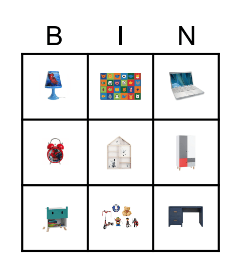 In my bedroom Bingo Card