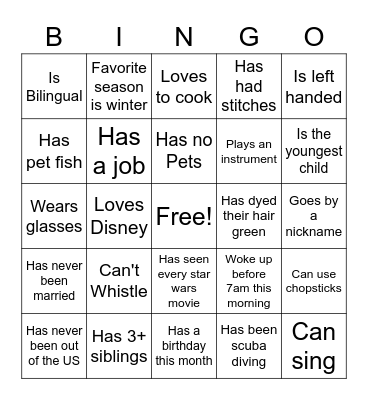 Speed dating bingo Card