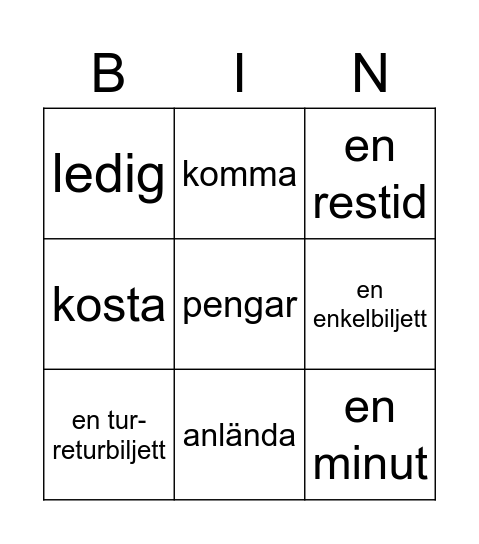 I biljettluckan Bingo Card